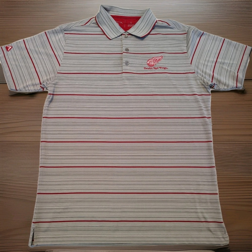 Detroit‎ Red Wings Antigua Short Sleeve Polo Shirt Mens Size Large A1